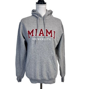 Miami University Champion Hoodie Sweatshirt sz Small Gray Red Collegiate College